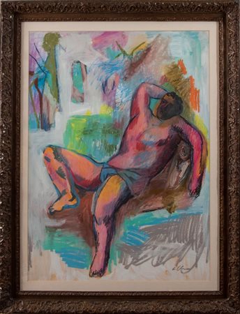 SANDRO CHIA (Firenze 1946) "Senza titolo". Olio, tempere e pastelli su...