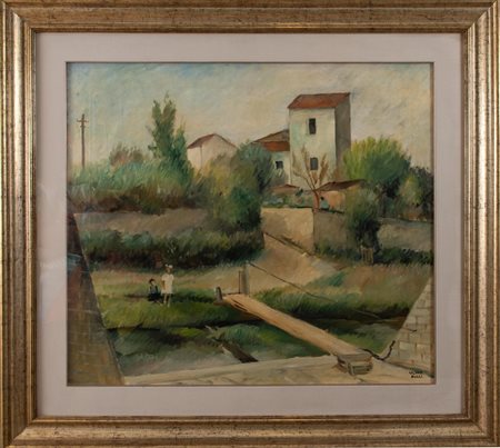 SILVIO PUCCI (Pistoia 1889 - Firenze 1961) "Compagni di studio". Olio su...