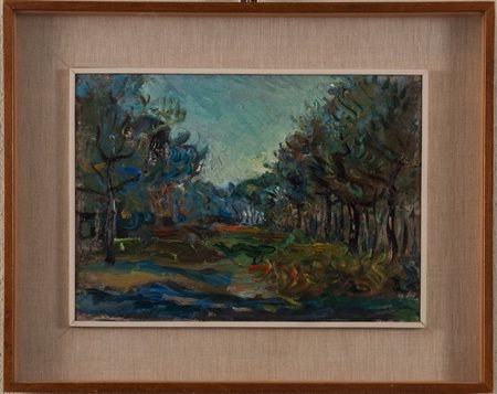 NINO CORRADO CORAZZA (Milano 1897 - Bologna 1975) "Pineta a Ravenna". Olio su...