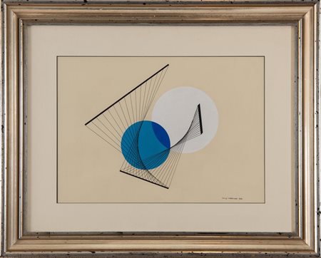 LUIGI VERONESI (Milano 1908 - 1998) "Composizione con cerchi blu", 1941. Tempera su carta. C