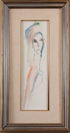 ERNESTO TRECCANI (Milano 1920 - 2009) "Figura". Olio su tela. Cm 50x16. Opera...