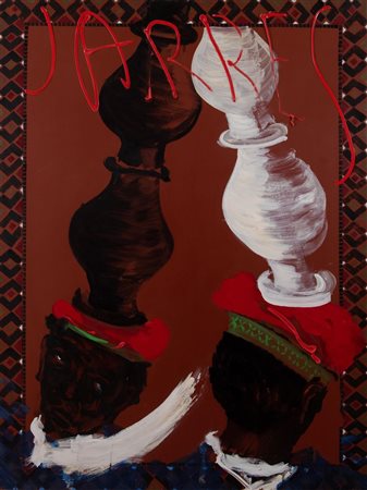 ALDO MONDINO (Torino 1938 - 2005) "Jarres", 1997. Olio su linoleum. Cm...