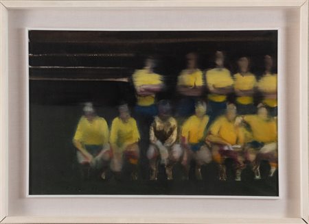 DINO BOSCHI (Bologna 1923-2015) "Ricordo di scuola", 1965. Olio su tela. Cm...