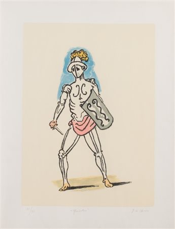 GIORGIO DE CHIRICO (Volo 1888 – Roma 1978). “Gladiatore”, 1972. Litografia a...