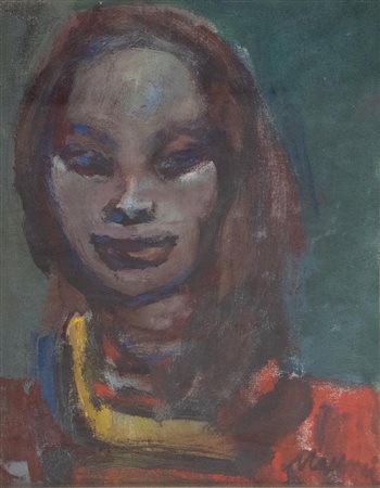 MINO MACCARI (Siena 1898 - Roma 1989) "Volto". Olio su cartone telato. Cm...