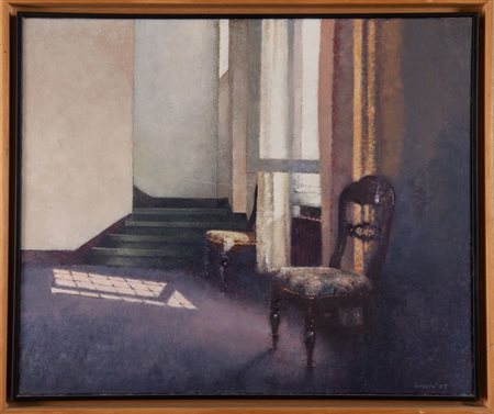 DINO BOSCHI (Bologna 1923 – 2015) "Interno", 2002. Olio su tela. Cm 50x60....