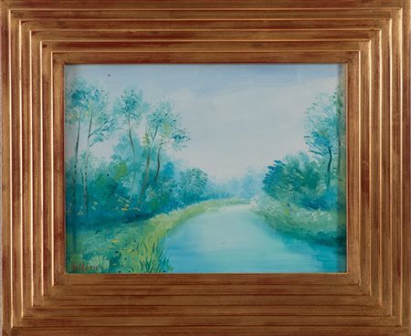 UMBERTO LILLONI (Milano 1898 - 1980) "Paesaggio", 1966. Olio su tela. Cm...