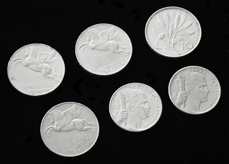 6 MONETE DEL 1948 - 4 monete da Lire 10 - 2 monete da Lire 5
