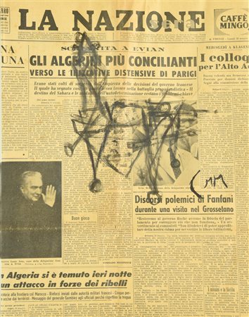 Marino Marini (1901 - 1980) CAVALLO pastello su foglio del quotidiano La...