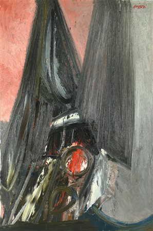 Piero Ruggeri (1930 - 2009) COMPOSIZIONE olio su faesite, cm 80x53 1973 Firma...