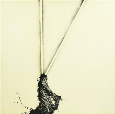 Emilio Scanavino (1922 - 1986) QUADRO olio su tela applicata su tavola, cm...