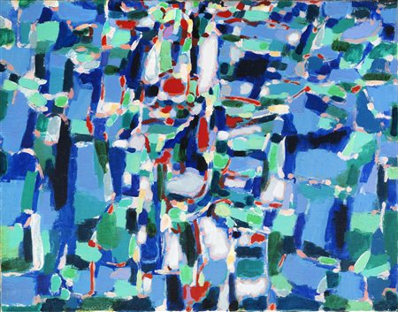 Piero Dorazio (1927 - 2005) CACCIA AL DESTINO olio su tela, cm 55x70 1956...