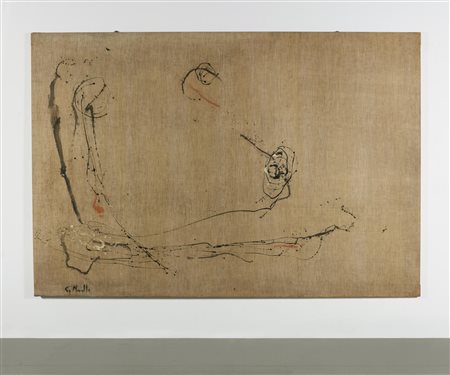 Gastone Novelli (1925 - 1968) SENZA TITOLO tecnica mista su tela grezza, cm...