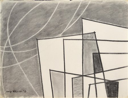 Luigi Veronesi (1908 - 1998) STRUTTURA N.3 carboncino e pastello su cartone,...
