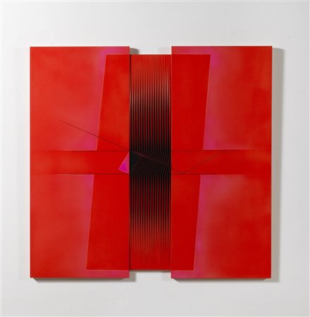 Alberto Biasi (1937) AUTENTICA AMBIGUITA' tecnica mista su tela, cm 100x104...