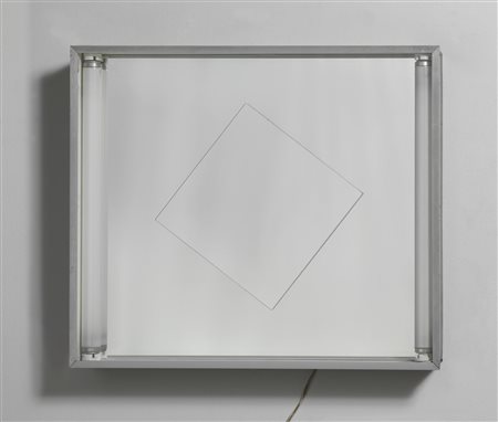 Christian Megert (1936) FRONT OF TURNING SQUARE scultura, cm 63x73x13 1973 Al...