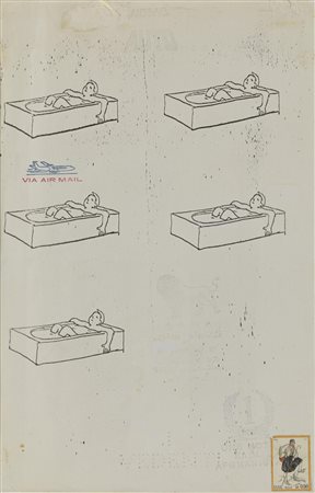 Alighiero Boetti (1940 - 1994) SENZA TITOLO tecnica mista su carta, cm 33x22...