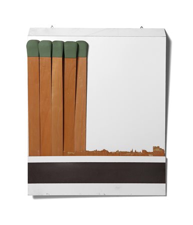 Raymond Hains (1926 - 2005) SEITA tecnica mista su tavola, cm 98x80x18 1970...