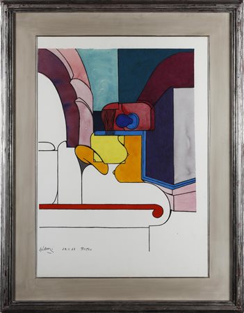 Valerio Adami (1935) TEATRO tecnica mista su carta, cm 77x57 1969 Titolo,...