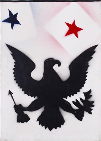 Franco Angeli (1935 - 1988) SENZA TITOLO spray su tela, cm 70x50 Al retro...