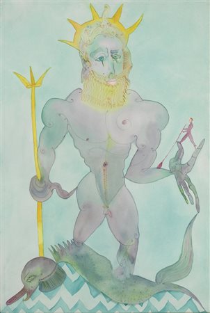 Luigi Ontani (1943) NETTUNO NETTURBINO acquarello su cartone, cm 151x101 1986...