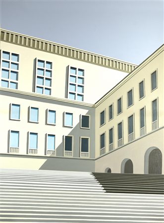 Marco Petrus (1960) UNIVERSITA' olio su tela, cm 160x120 2008 Al retro firma,...