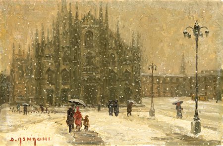 DINO ASNAGHI - Nevicata in Piazza, 1982