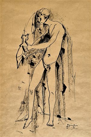 Remo Brindisi, Uomo con animale, 1951