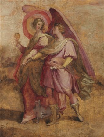  ARTISTA TOSCANO DEL XVI SECOLO - Tobiolo e l'angelo.