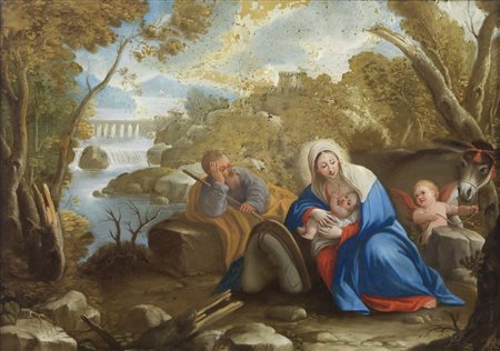  ARTISTA DEL XVII SECOLO - Fuga in Egitto.