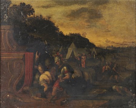  ARTISTA DEL XVII SECOLO - Accampamento con soldati. .