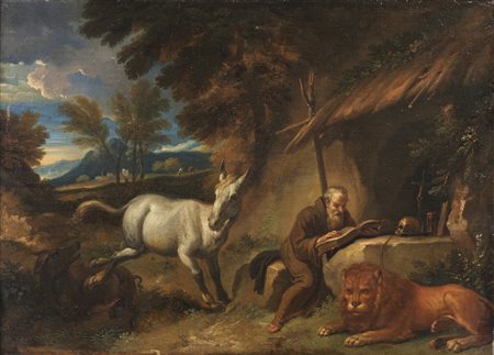 MULIER DETTO CAVALIER TEMPESTA PIETRO  (1637 - 1701) - San Gerolamo e il leone. .
