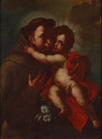 ARTISTA VENETO DEL XVIII SECOLO  - Sant'Antonio con il Bambino. .