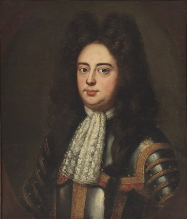 ARTISTA DEL XVIII SECOLO  - Ritratto di nobiluomo con armatura.