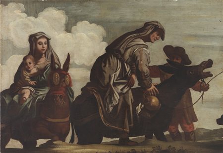 ARTISTA DEL XVIII SECOLO  - Commiato dalle Sante Donne e fuga verso l'Egitto. .