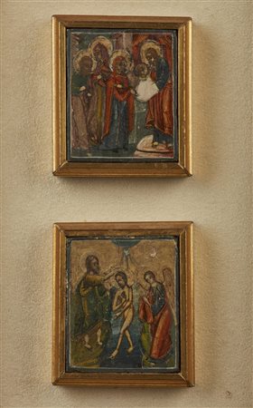 ICONA RUSSA DEL XIX SECOLO  - Battesimo di Cristo. .