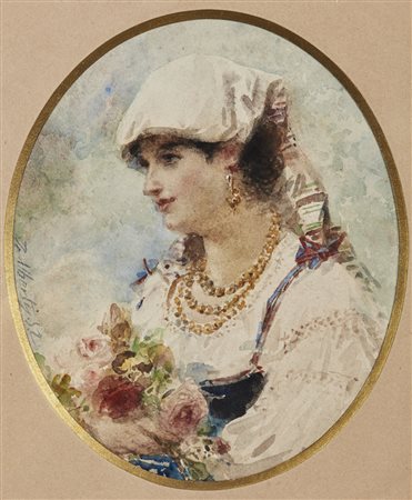 DE ALBERTIS SEBASTIANO (1828 - 1897) - Ritratto di popolana.