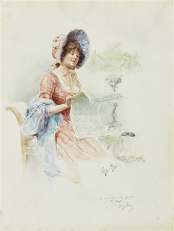 PEREZ ALONSO (1881 - 1914) - Gentildonna che legge.