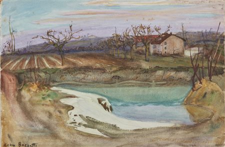 BOZZETTI CINO (1876 - 1949) - Paesaggio di campagna.