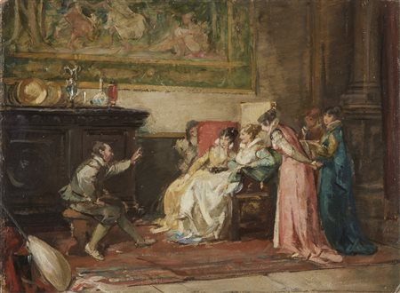 CASSIOLI AMOS (1832 - 1891) - Sancho Panza e la duchessa. .