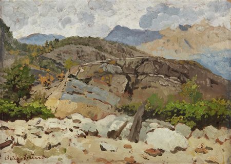 FERRARI ARTURO (1861 - 1932) - Paesaggio montano.