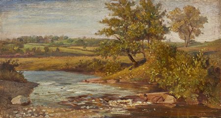 COSTA NINO (1826 - 1903) - Paesaggio con fiume. .