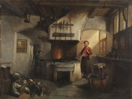 SCHEERES HENDRICUS JOHNNES (1829 - 1864) - Interno di fucina.