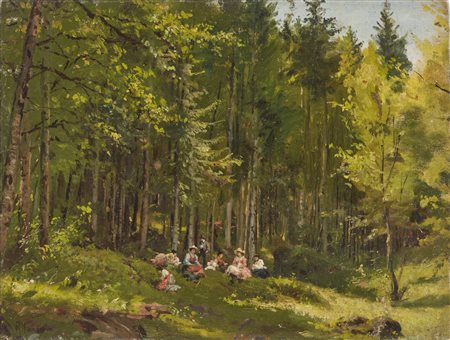 FONTANA ROBERTO (1844 - 1907) - Paesaggio con personaggi. .