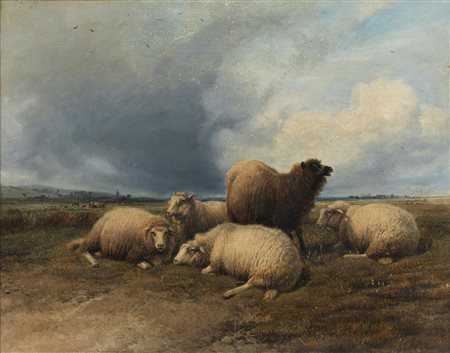 COOPER THOMAS SIDNEY (1803 - 1902) - Paesaggio con mufloni. .