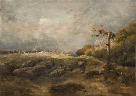 ROSSANO FEDERICO (1835 - 1912) - Paesaggio con contadino. .