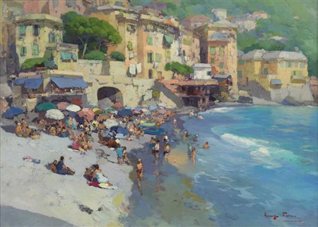 PESA GIUSEPPE (1928 - 1992) - Marina con personaggi.