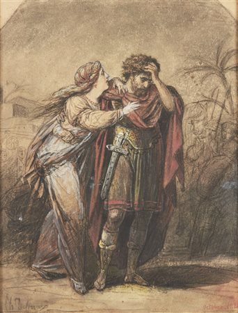 DE GROUX CHARLES (1825 - 1870) - Ifigenia riconosce il fratello Oreste.