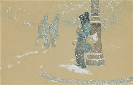 LOIR LUIGI (1845 - 1916) - Nevicata.