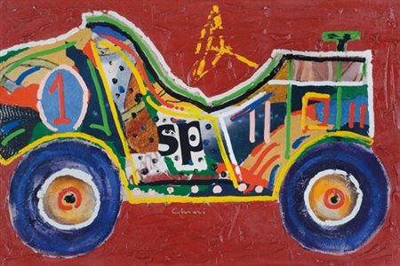 GIORGIO CHIESI Felina (Re) 27/02/1941 L'automobile tecnica mista e collage su...